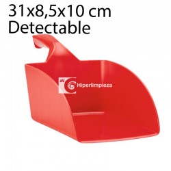 Cucharón de mano 0,5L detectable para manipular alimentos rojo