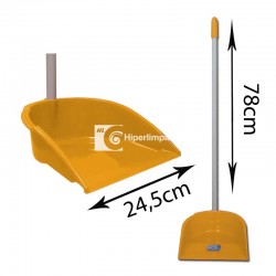 Recogedor con palo sin goma 24,5 cm naranja