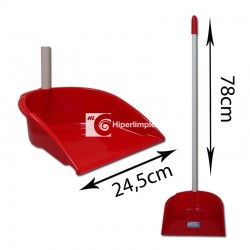 Recogedor con palo sin goma 24,5 cm rojo