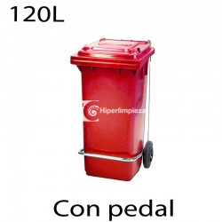 Contenedor de basura 120L rojo con pedal