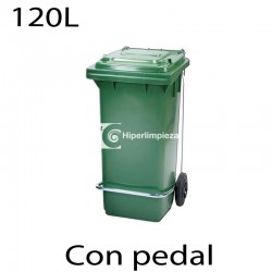Contenedor de basura 120L verde con pedal