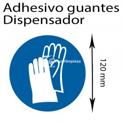 Pegatina 120 mm guantes apta dispensador
