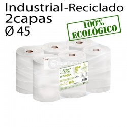 18 rollos papel higiénico industrial reciclado 495 serv M45