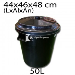 Cubo basura colectividades con tapa 50L negro