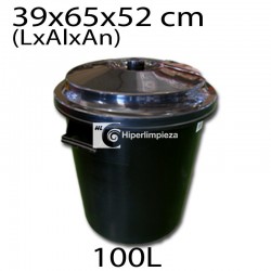 Cubo basura colectividades con tapa 100L negro