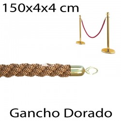 Cuerda poste separador trenzado y anilla dorada 150x4x4 cm Bronce