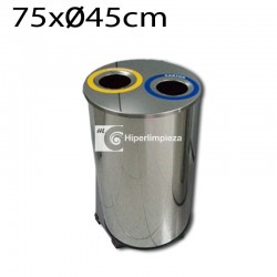 Papelera de reciclaje 2 bocas circular acero inox HL4100A