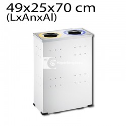 Papelera de reciclaje 2 bocas rectangular acero inox HL2208