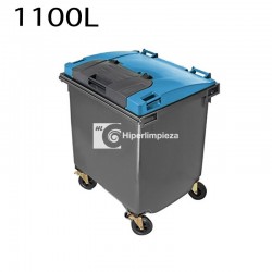 Contenedor basura 1100L con doble tapa azul