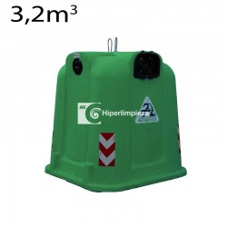 Contenedor basura 3,2m3 gran volumen cuadrado verde