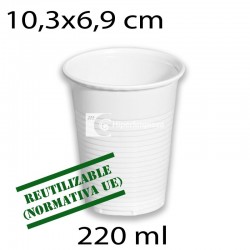 3000 uds vasos blancos 220 ml reutilizables