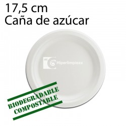 1000 platos caña de azúcar reciclables 17,5 cm