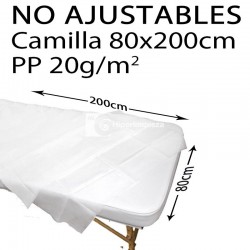 100 sábanas no ajustables PP 80x200cm 20 gr blanco