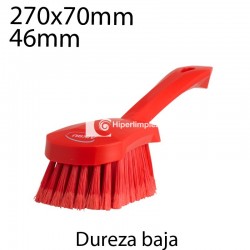 Cepillo de mano corto suave 270x70mm 46mm rojo