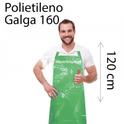 250 Delantales polietileno G160 120x71cm verdes