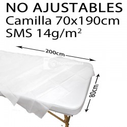 100 sábanas no ajustables SMS 80x200cm 14gr blanco 10x10uds