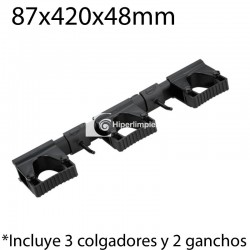 Kit colgadores pared hi-flex 420x87mm negro