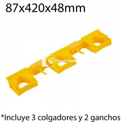 Kit colgadores pared hi-flex 420x87mm amarillo